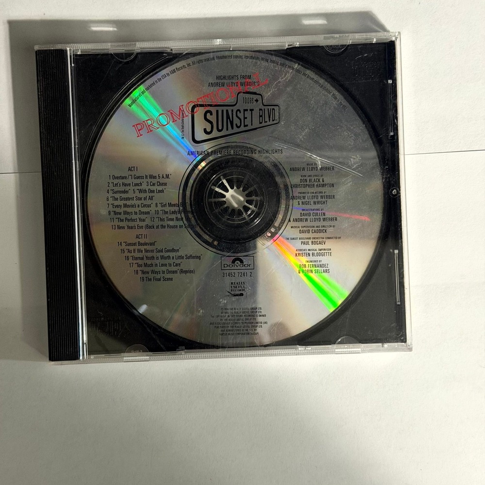 Sunset Blvd American Premiere Recording Highlights CD Andrew Lloyd‎ Webber Promo